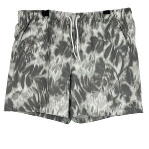 DSG Men’s XL Swim Trunks 6” Rec Shorts Gray White Tie Dye Quick Dry NWT